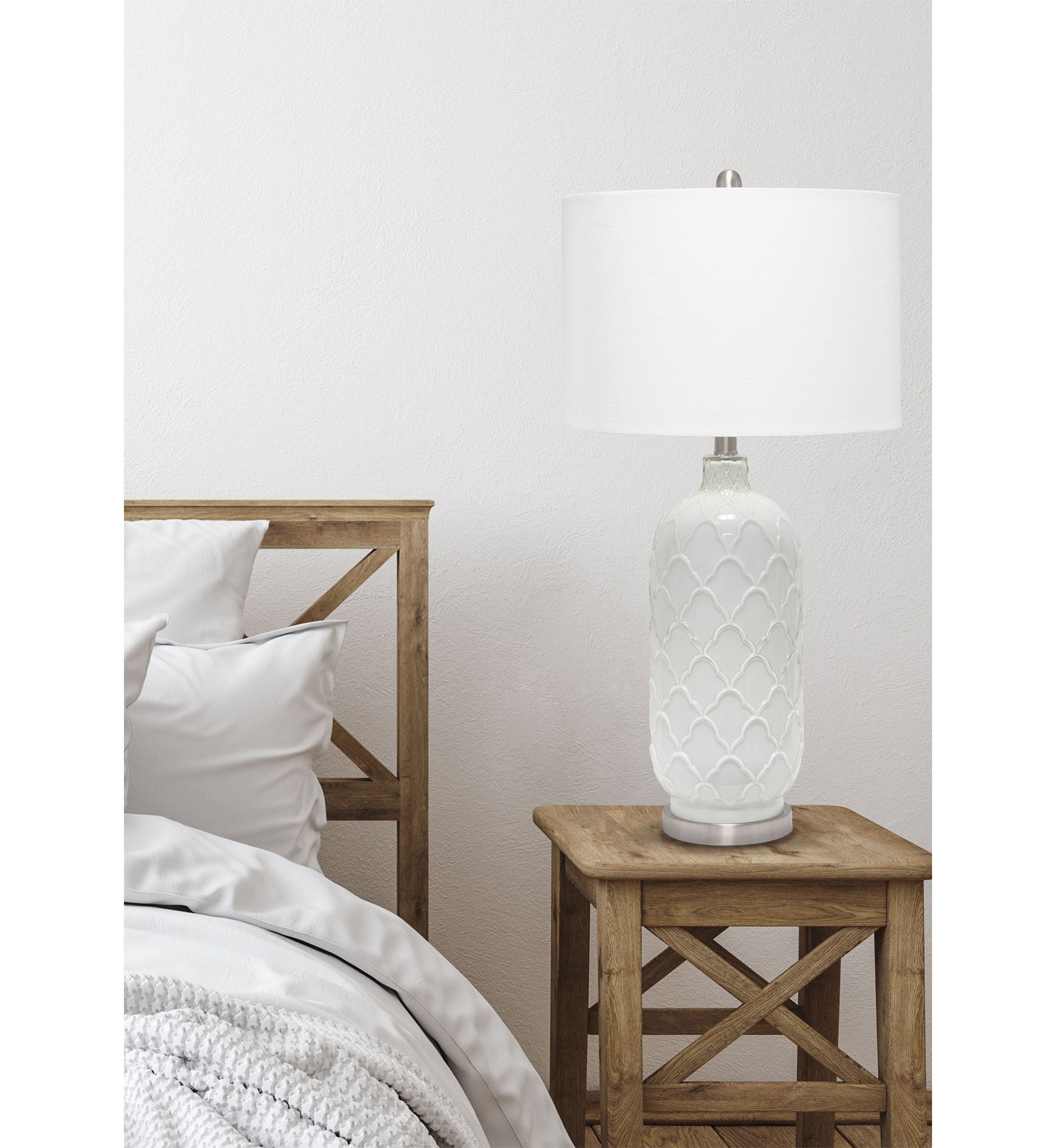Argyle Classic White Table Lamp with Fabric Shade