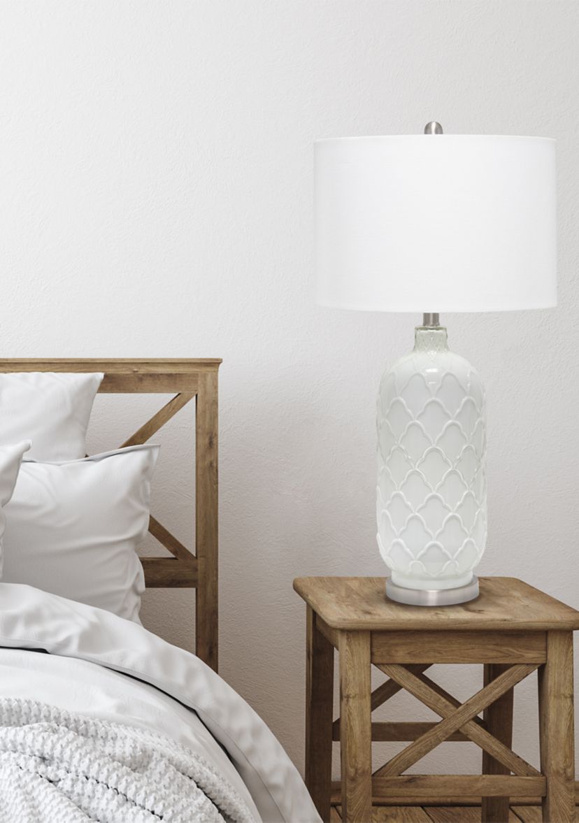 Argyle Classic White Table Lamp with Fabric Shade