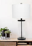 Entrapped Glass Table Lamp with White Fabric Shade