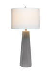 Concrete Pillar Table Lamp with White Fabric Shade