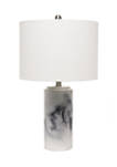 Marbleized Table Lamp with White Fabric Shade,  White