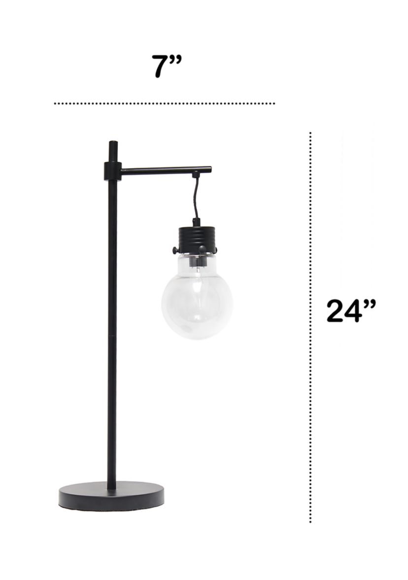 Matte One Light Beacon Table  Lamp with Clear Glass Shade