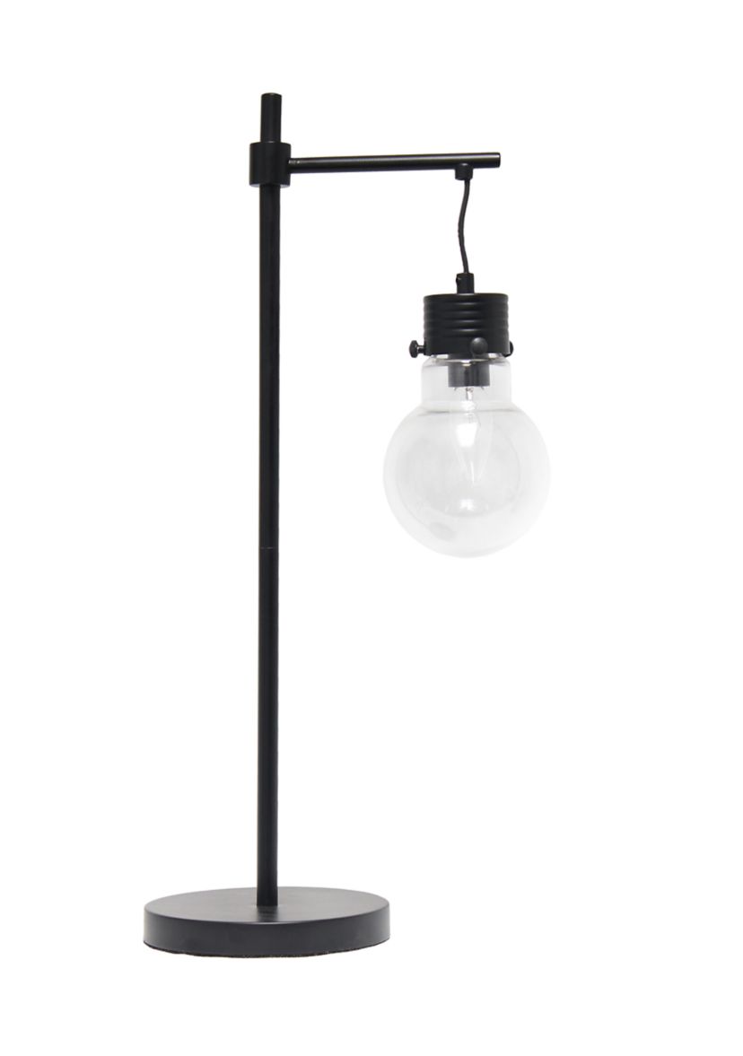 Matte One Light Beacon Table  Lamp with Clear Glass Shade
