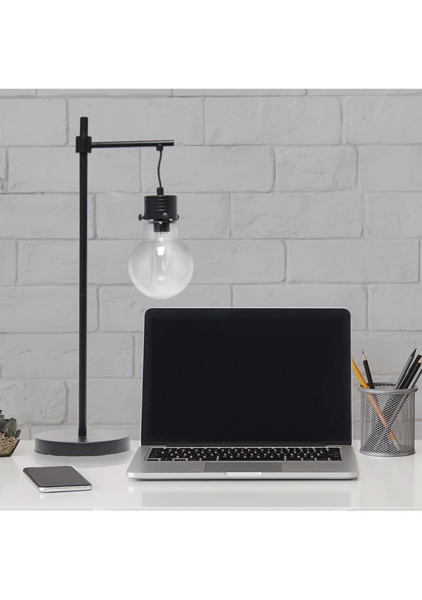 Matte One Light Beacon Table  Lamp with Clear Glass Shade