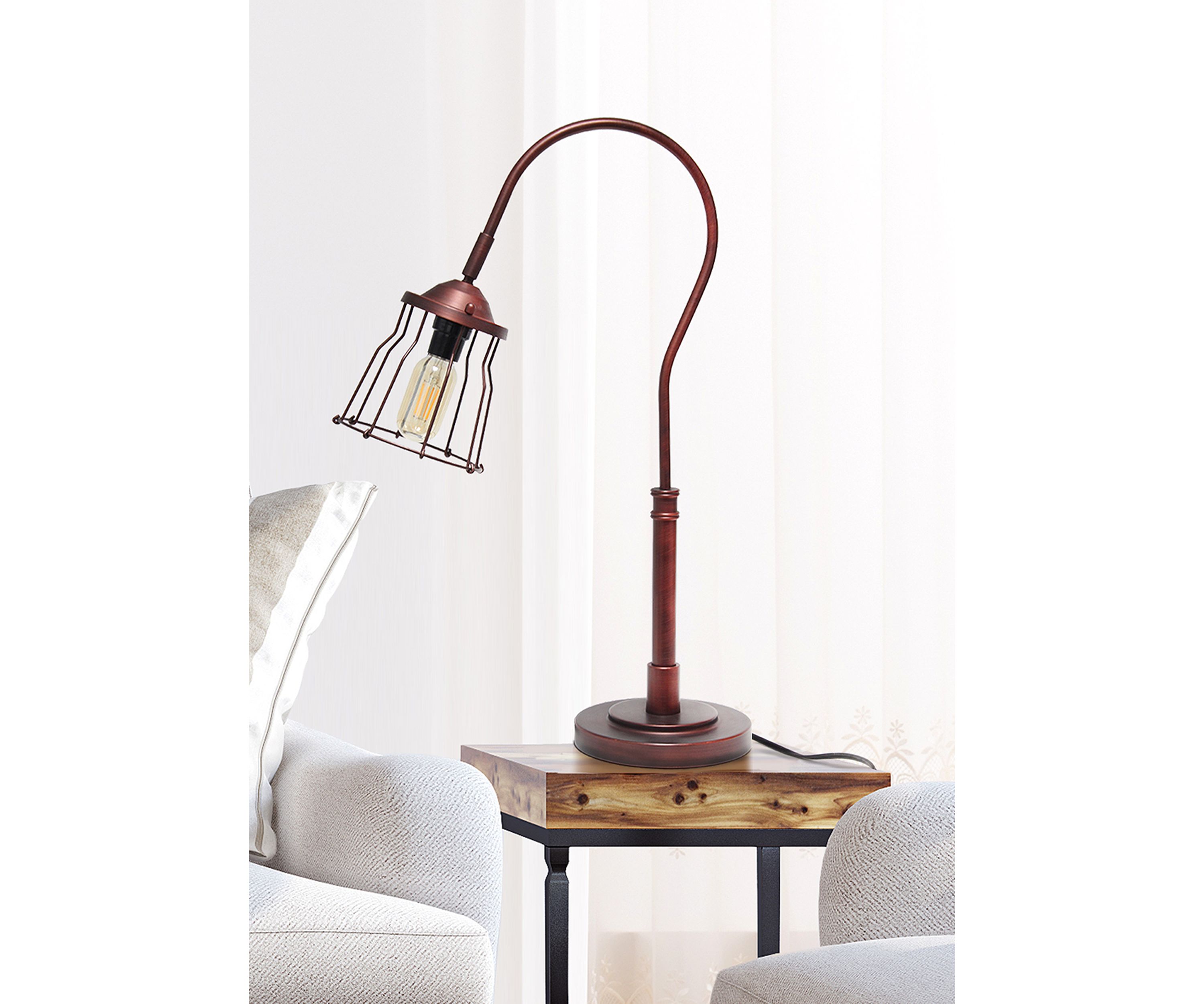 Rustic Caged Shade Table Lamp