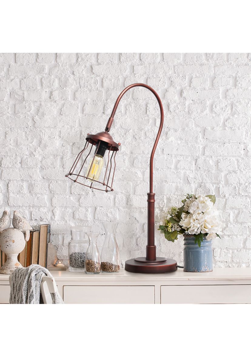 Rustic Caged Shade Table Lamp