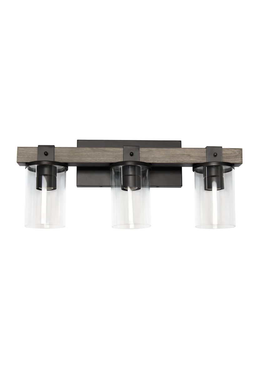 Farmhouse Rustic Wood Look 3 Light Bath Vanity, Gray