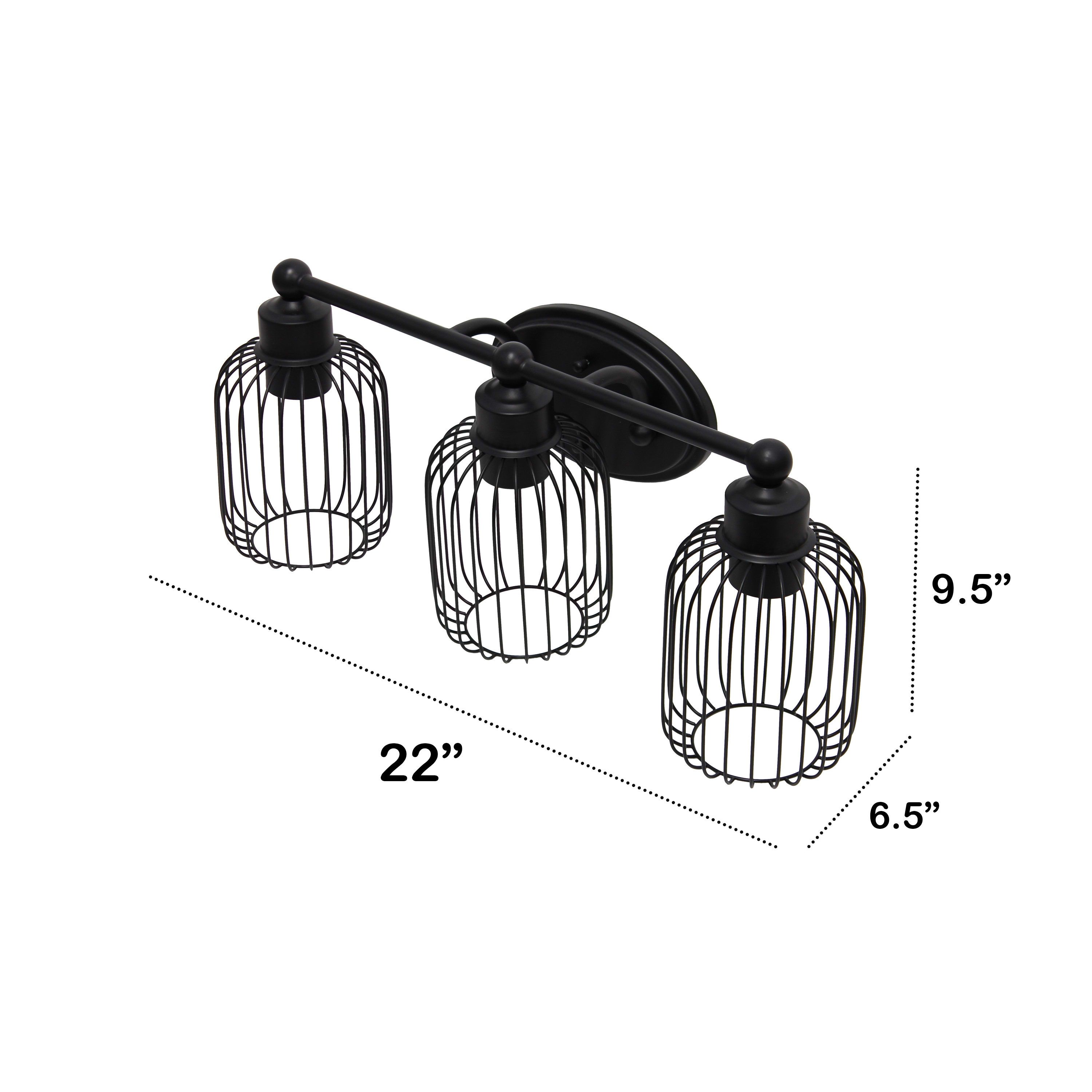 Ironhouse Three Light Industrial Decorative Cage Vanity Uplight Downlight Wall Mounted Fixture