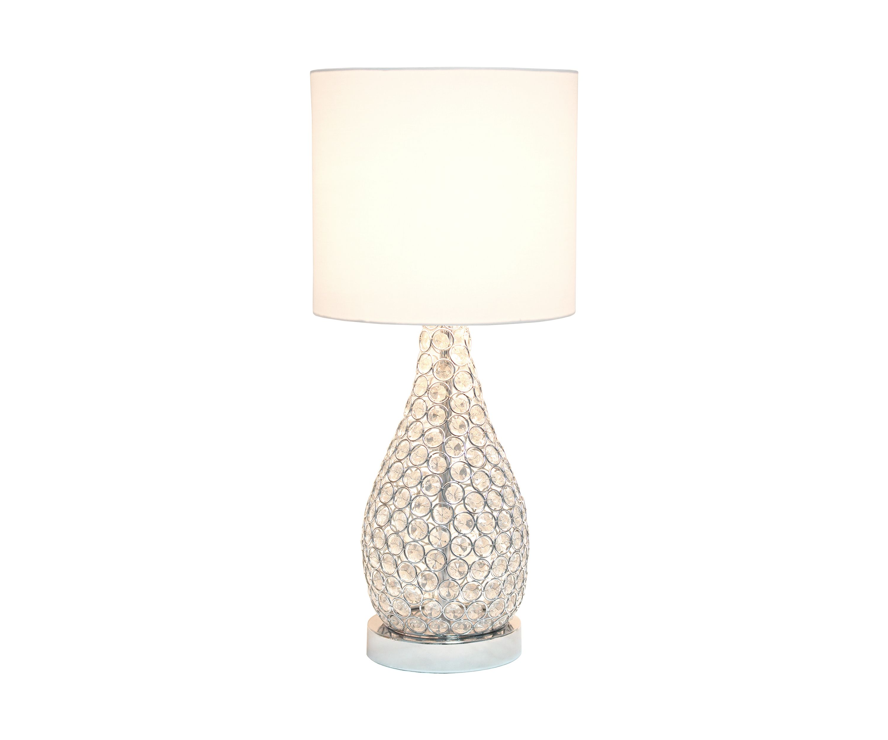 Elipse Crystal Decorative Gourd Table Lamp, Chrome