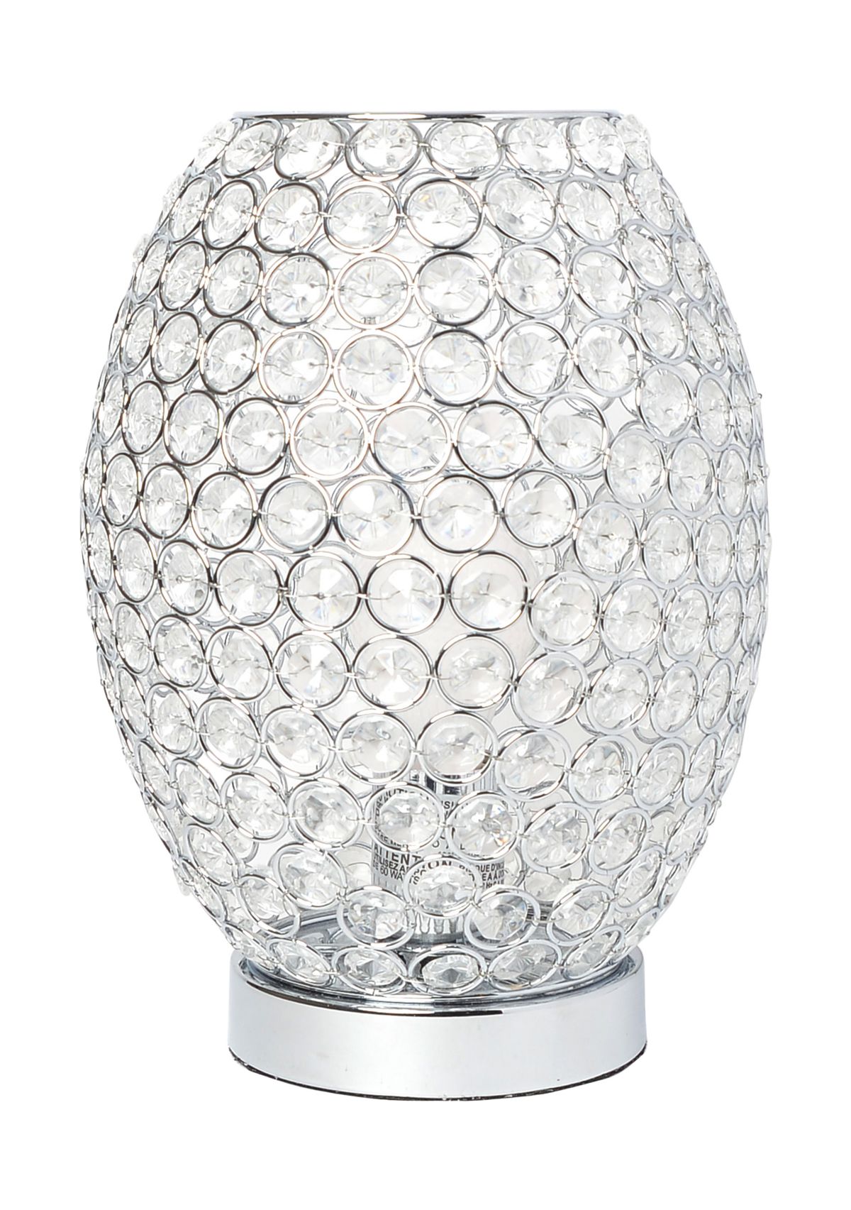 Elipse Crystal Decorative Curved Accent Uplight Table Lamp, Chrome