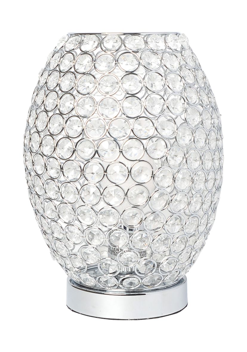 Elipse Crystal Decorative Curved Accent Uplight Table Lamp, Chrome