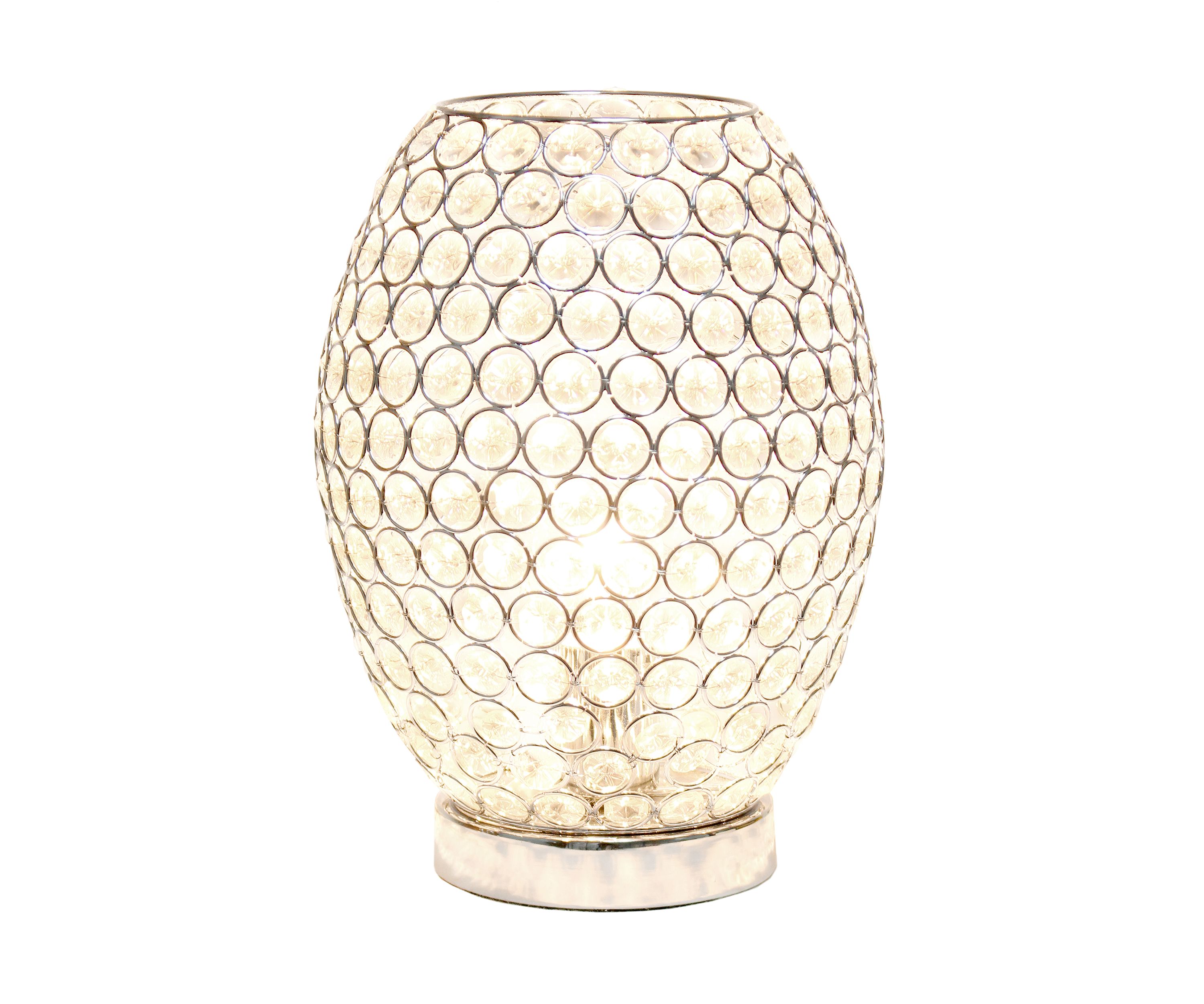 Elipse Crystal Decorative Curved Accent Uplight Table Lamp, Chrome