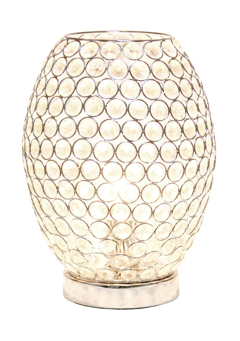Elipse Crystal Decorative Curved Accent Uplight Table Lamp, Chrome