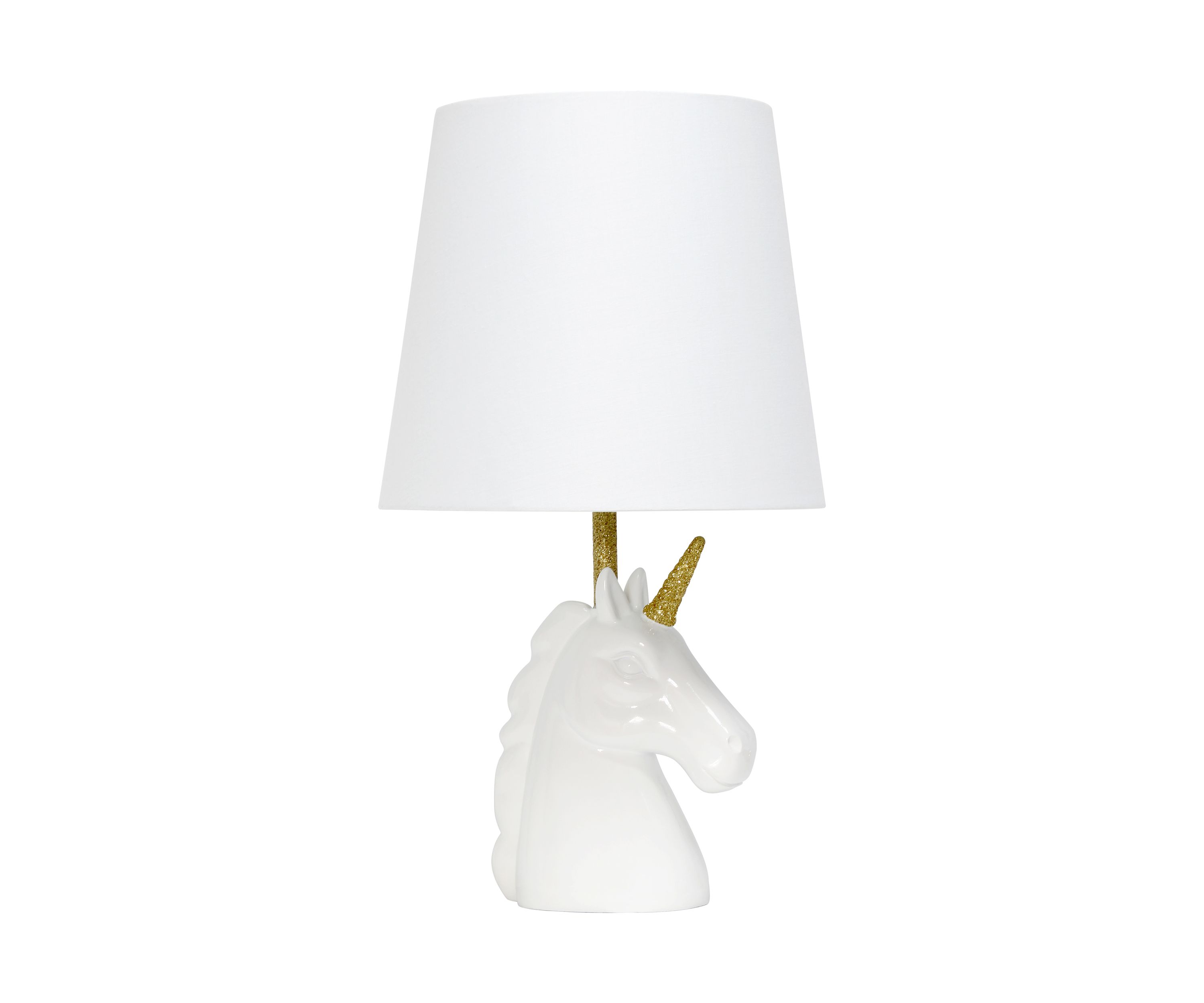 Sparkling Gold and White Unicorn Table Lamp