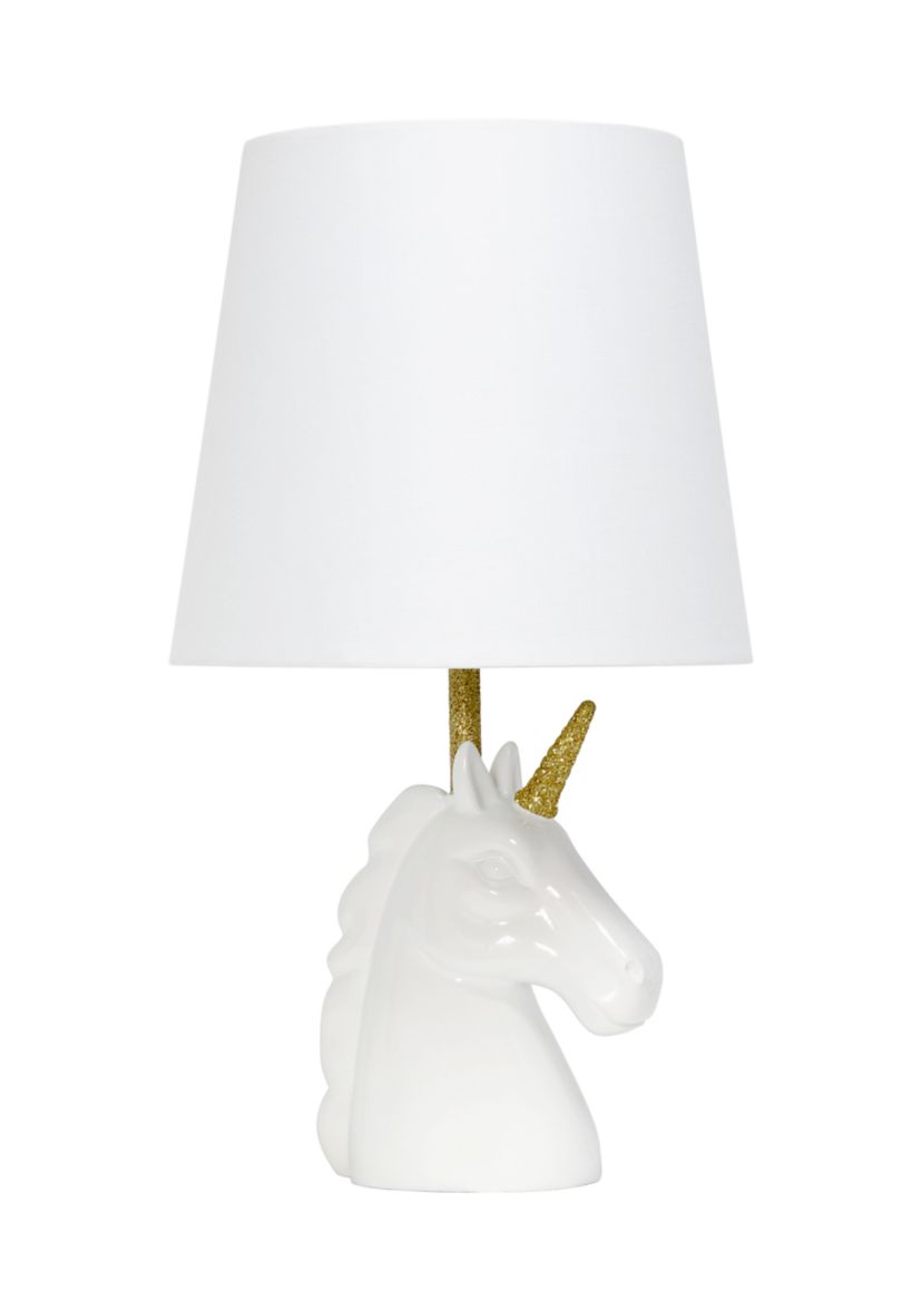Sparkling Gold and White Unicorn Table Lamp