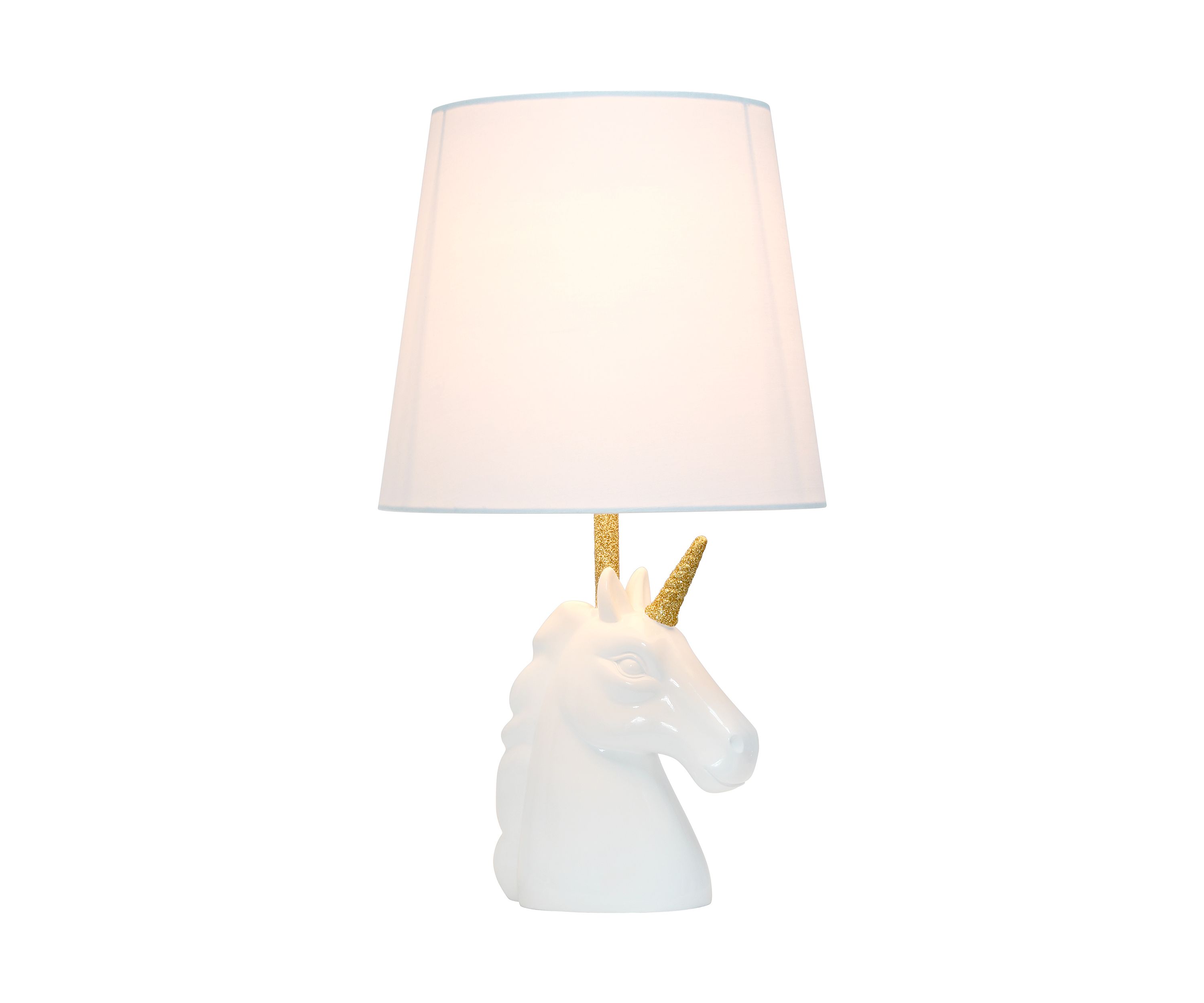 Sparkling Gold and White Unicorn Table Lamp