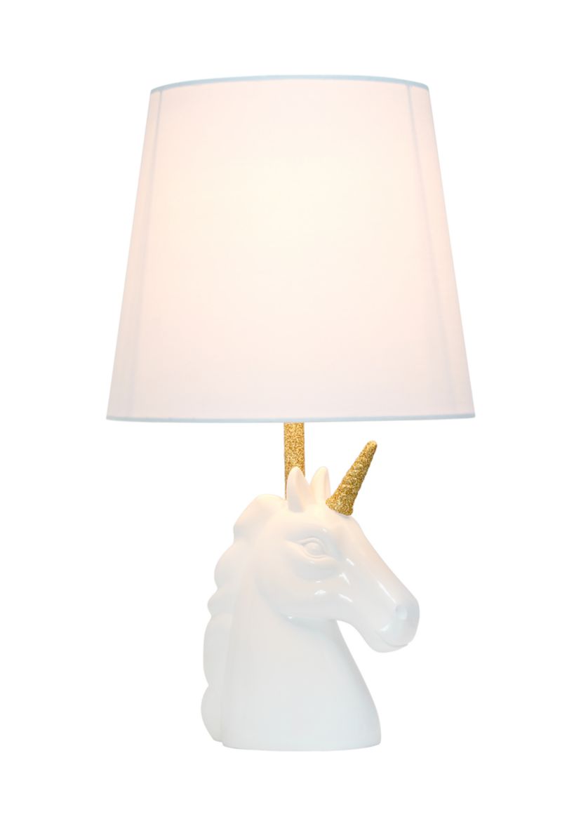 Sparkling Gold and White Unicorn Table Lamp