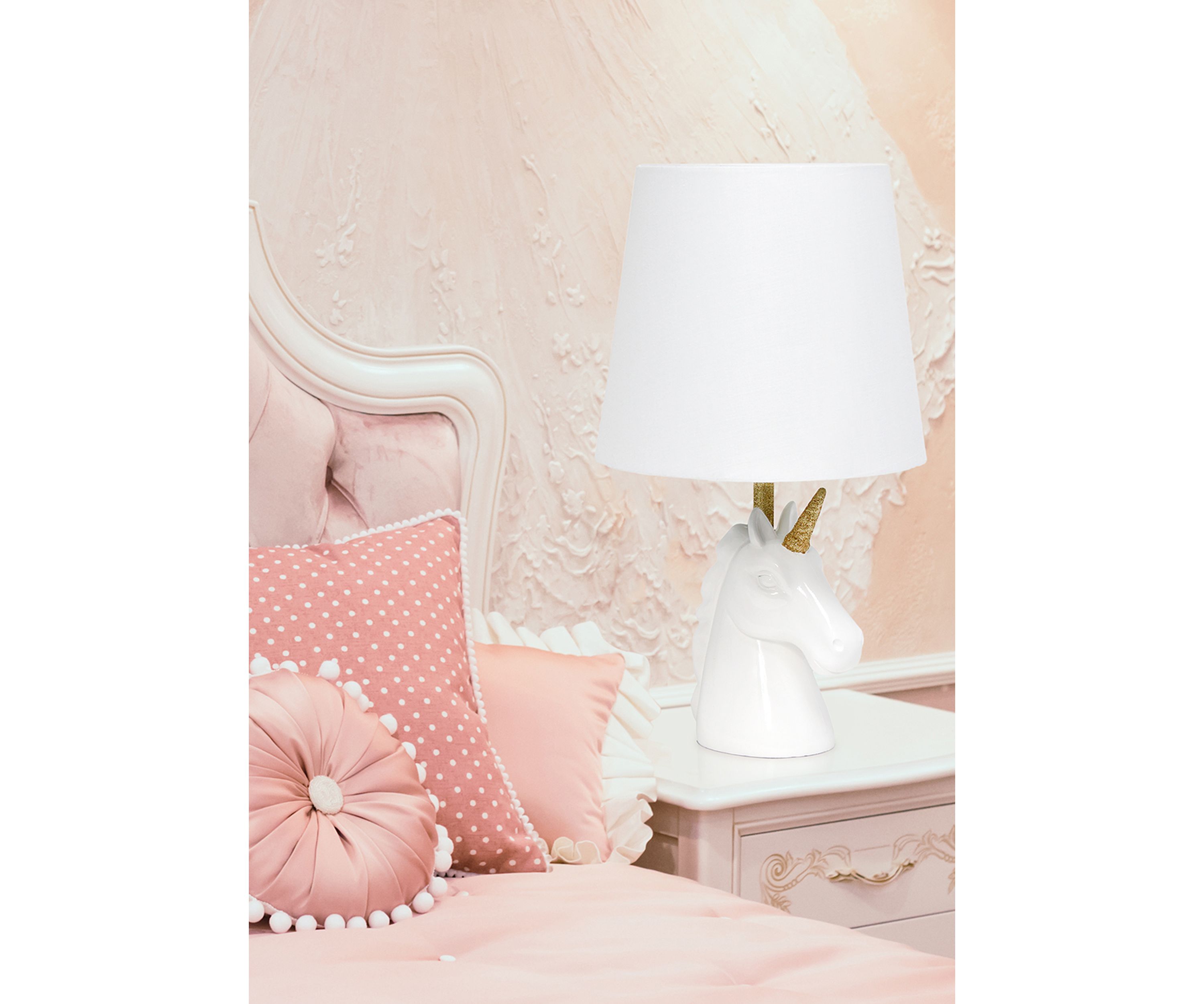 Sparkling Gold and White Unicorn Table Lamp