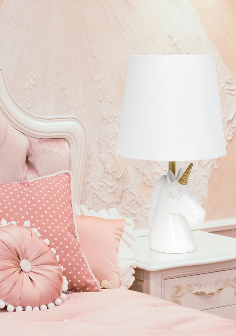 Sparkling Gold and White Unicorn Table Lamp