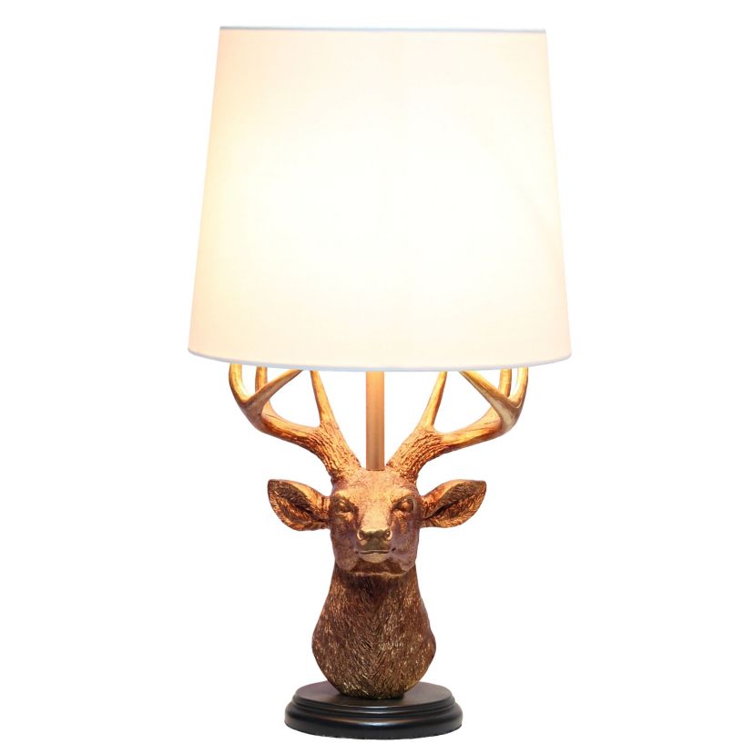 Woodland 17.25" Tall Rustic Antler Copper Deer Table Lamp