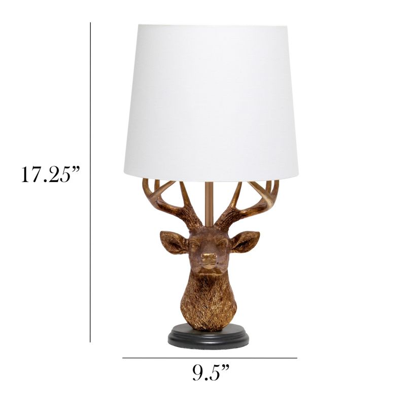 Woodland 17.25" Tall Rustic Antler Copper Deer Table Lamp