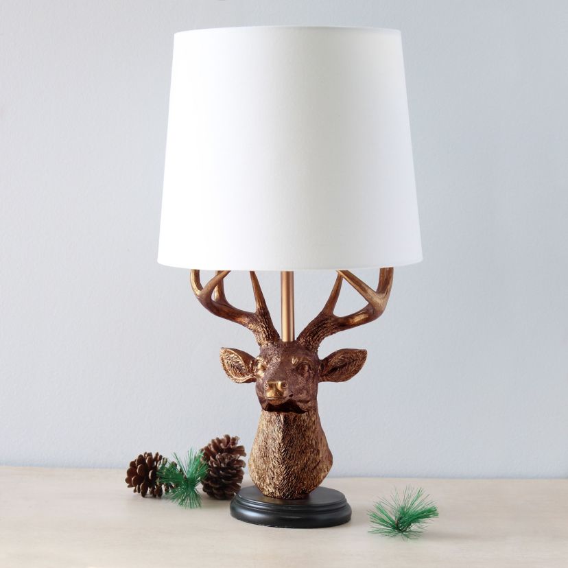 Woodland 17.25" Tall Rustic Antler Copper Deer Table Lamp