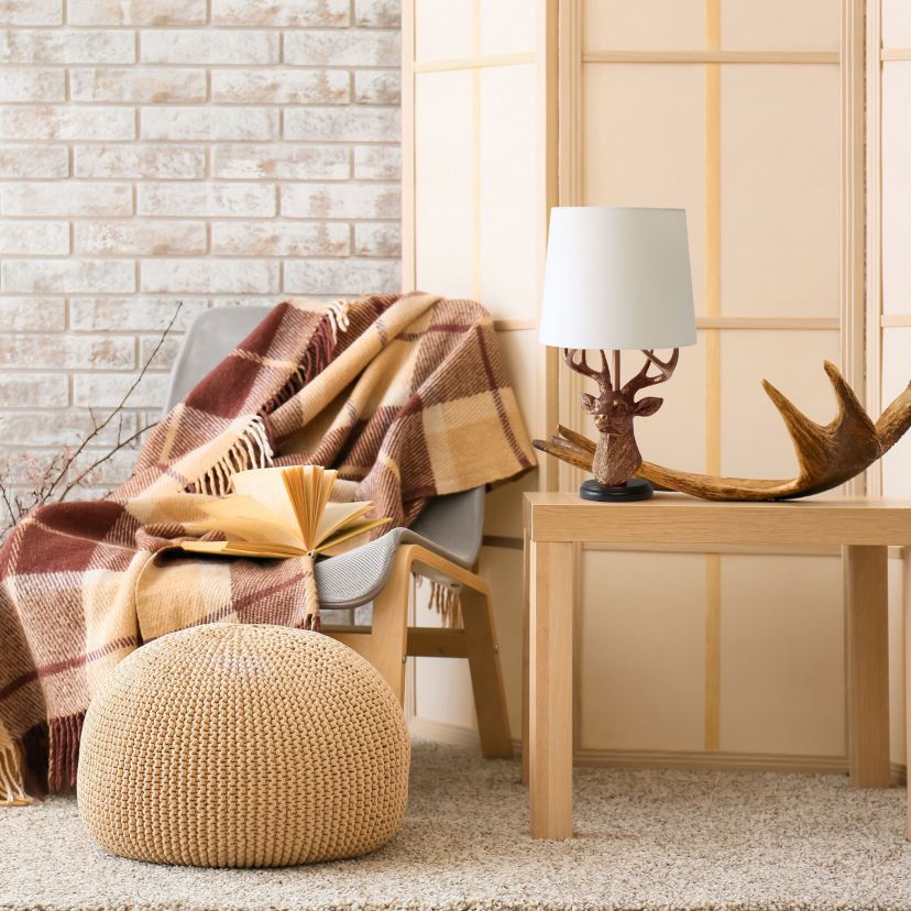 Woodland 17.25" Tall Rustic Antler Copper Deer Table Lamp