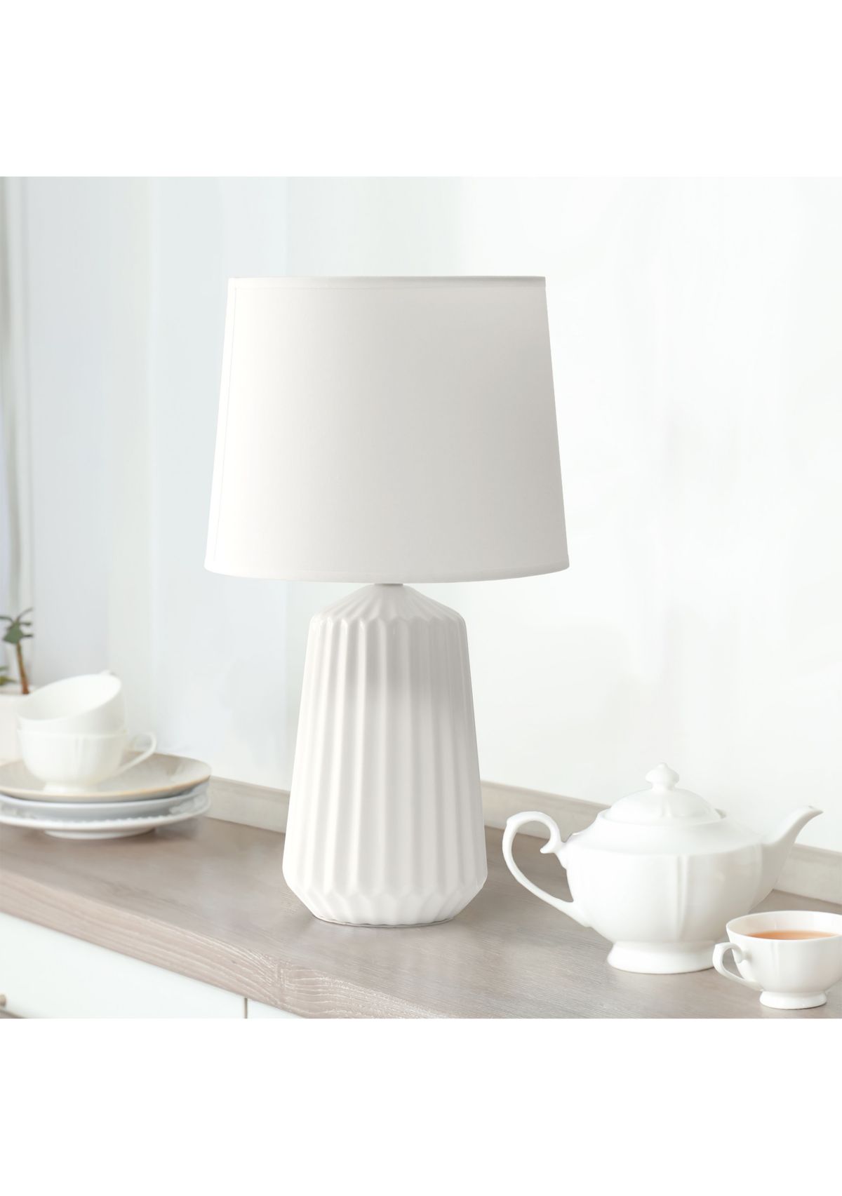 Off White Pleated Base Table Lamp