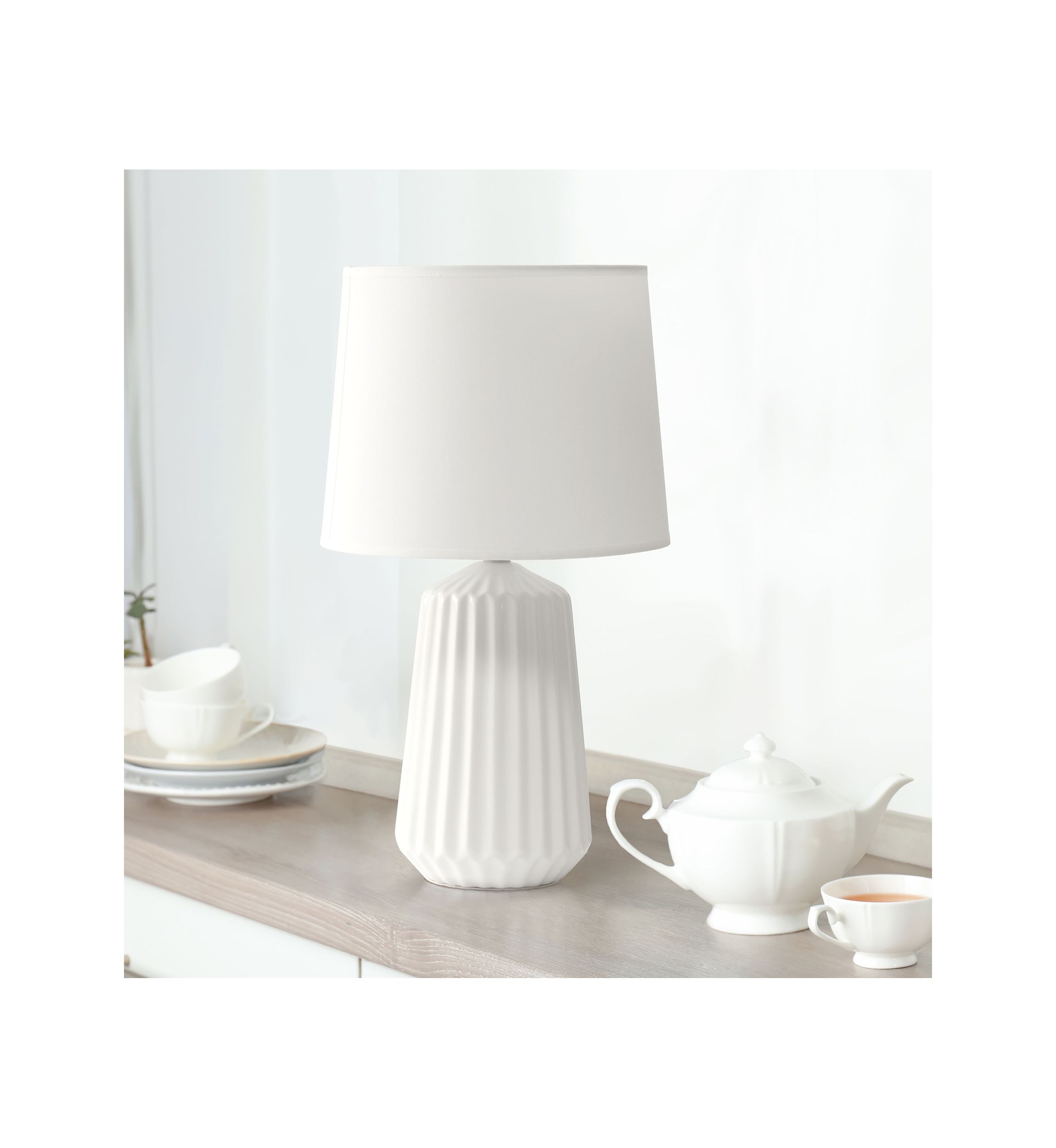 Off White Pleated Base Table Lamp