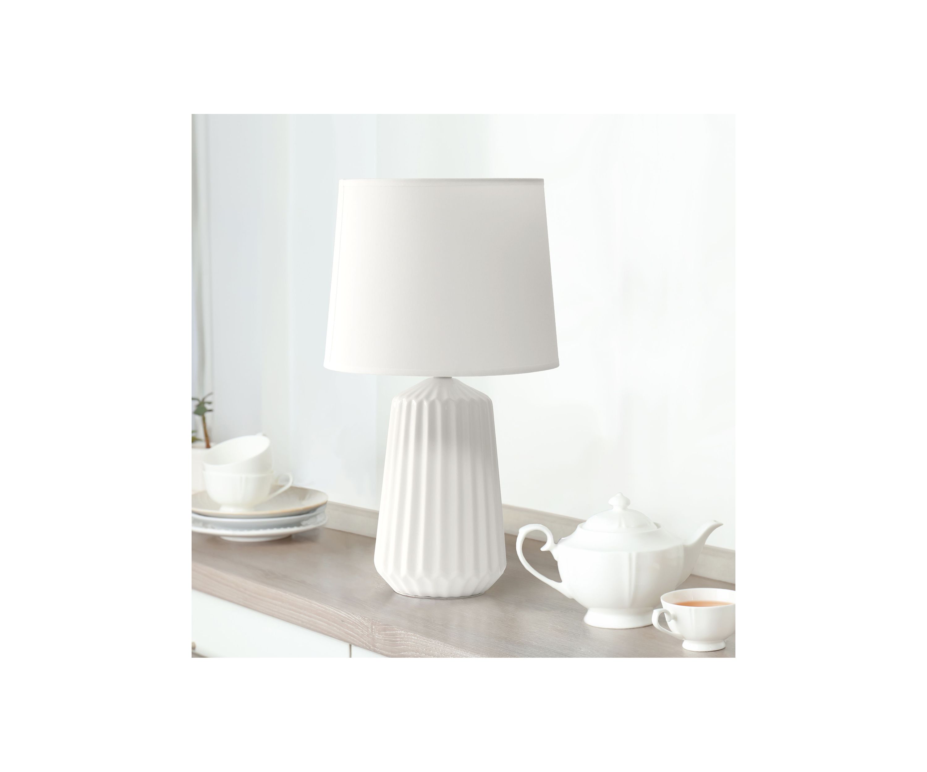 Off White Pleated Base Table Lamp