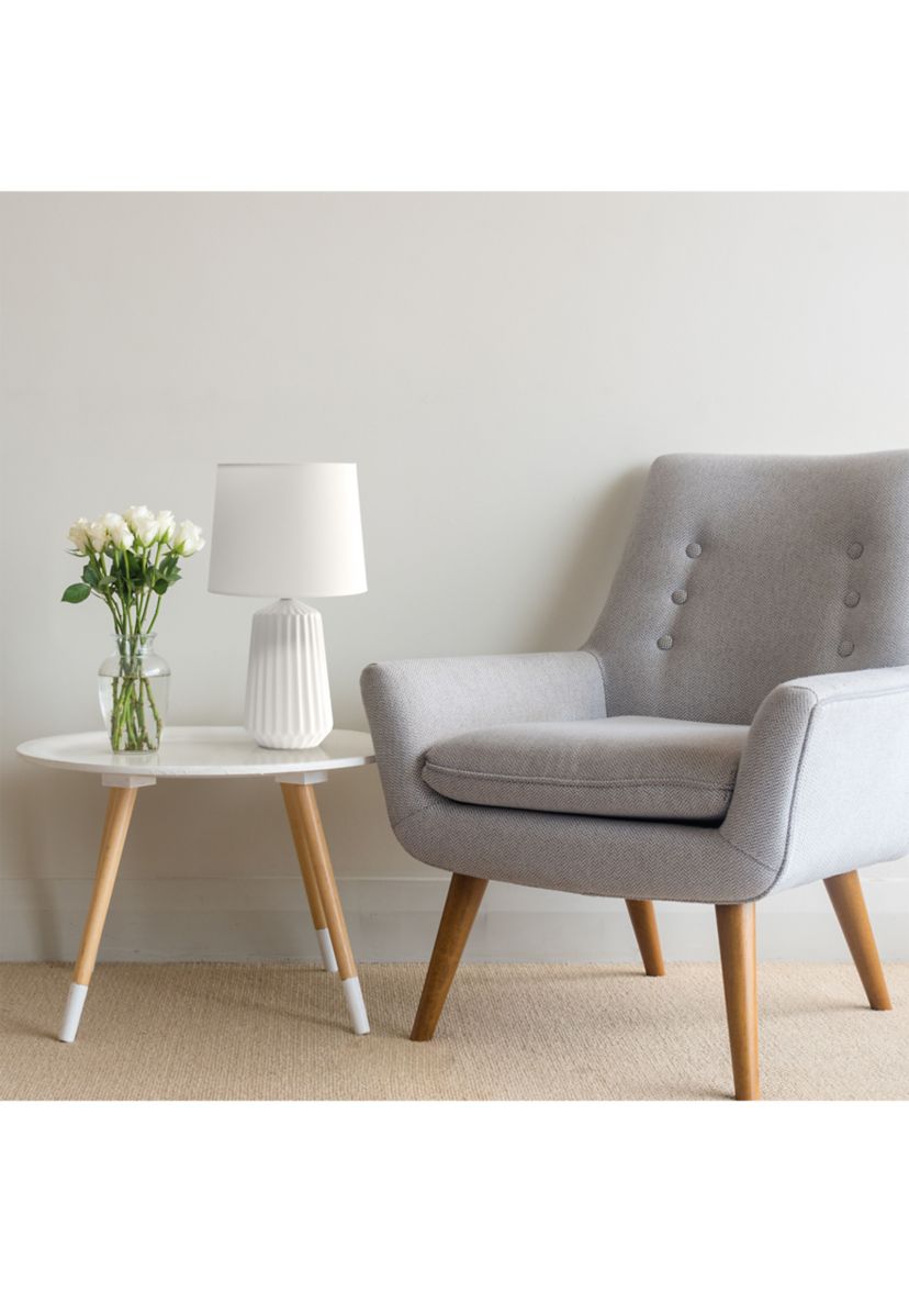 Off White Pleated Base Table Lamp