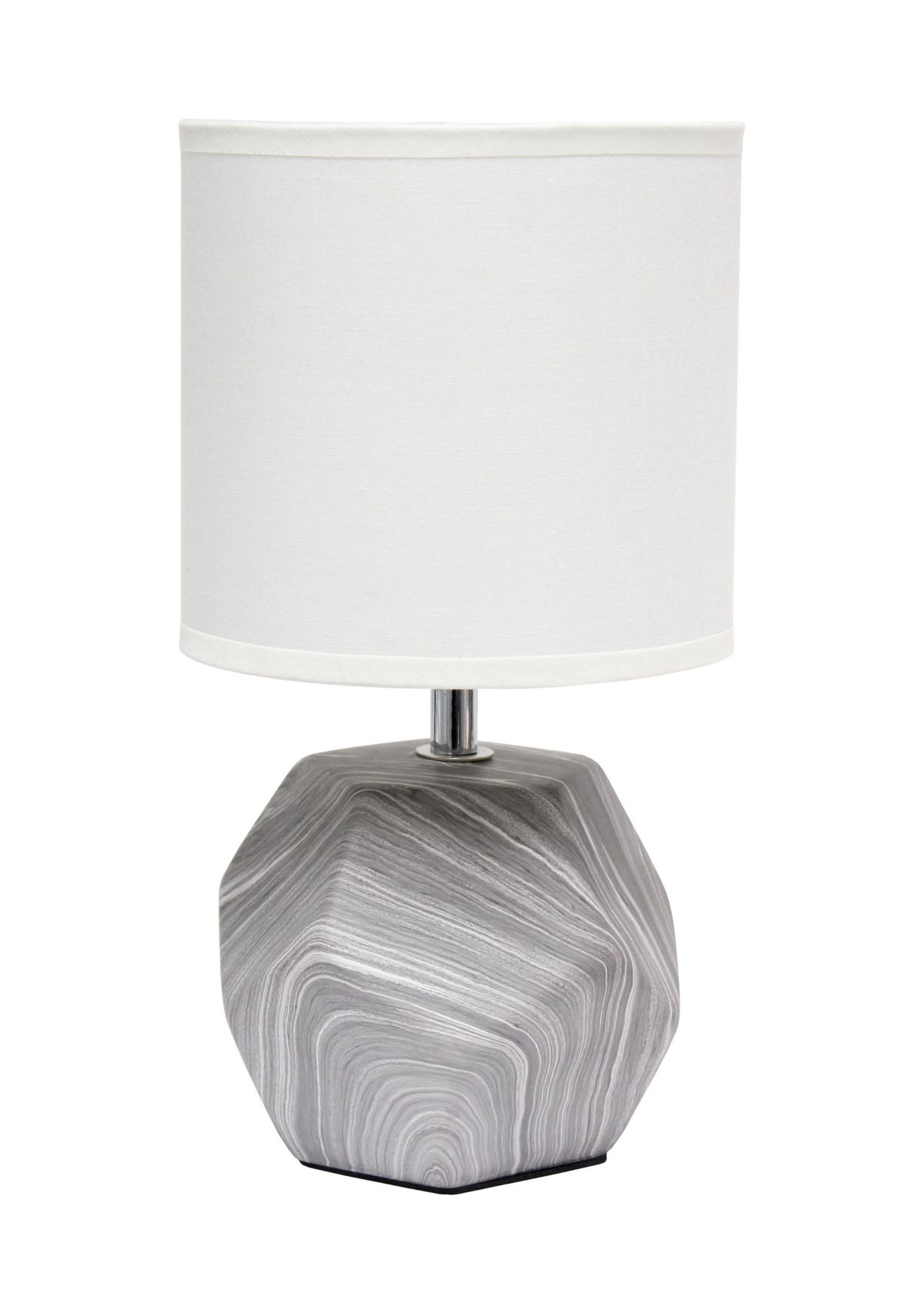 Round Prism Mini Table Lamp with White Fabric Shade