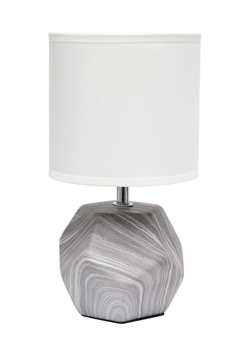 Round Prism Mini Table Lamp with White Fabric Shade