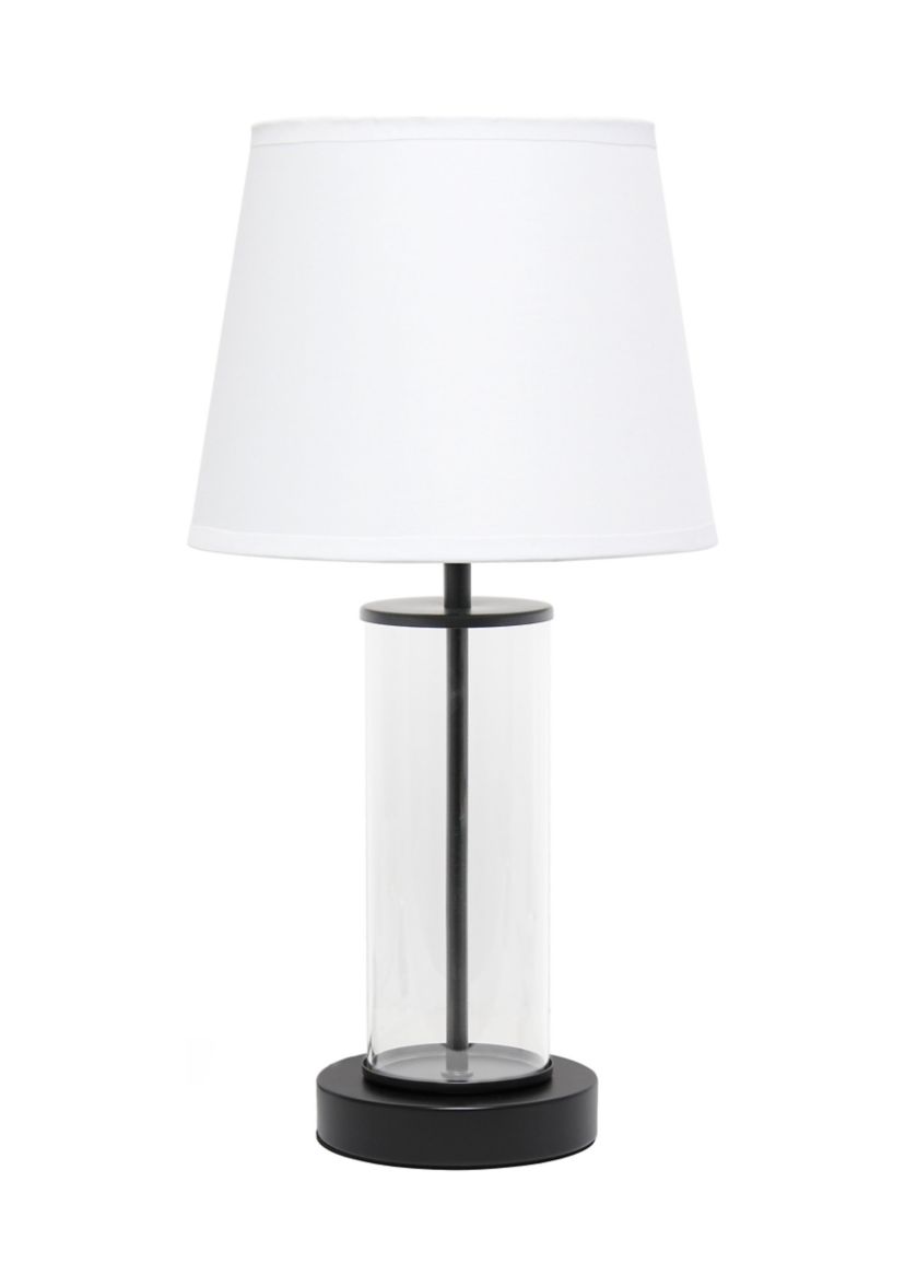 Encased Metal and Clear Glass Table Lamp
