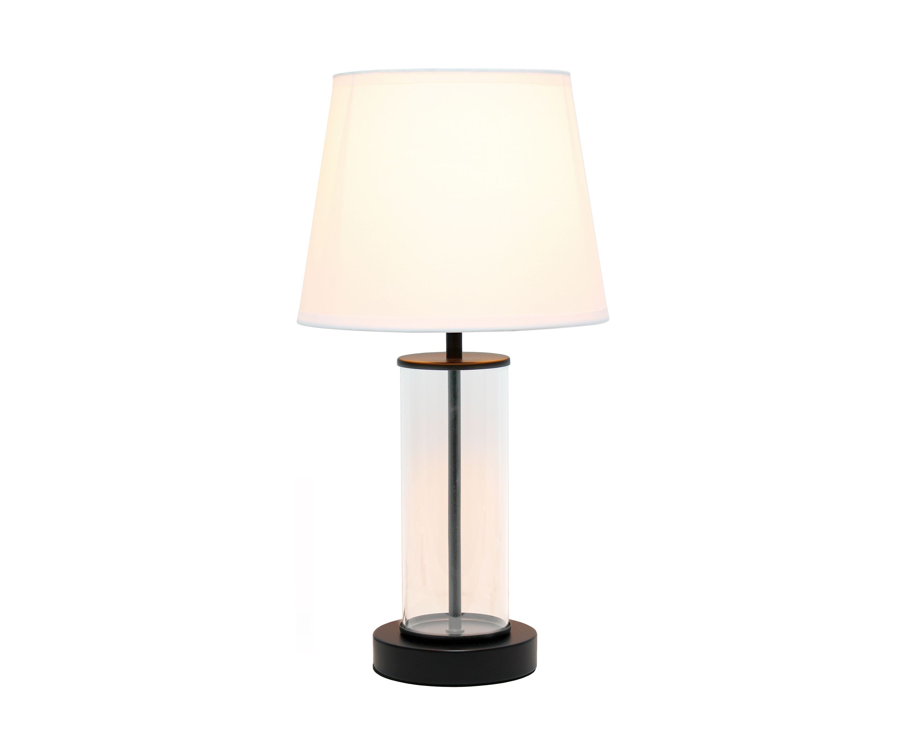 Encased Metal and Clear Glass Table Lamp