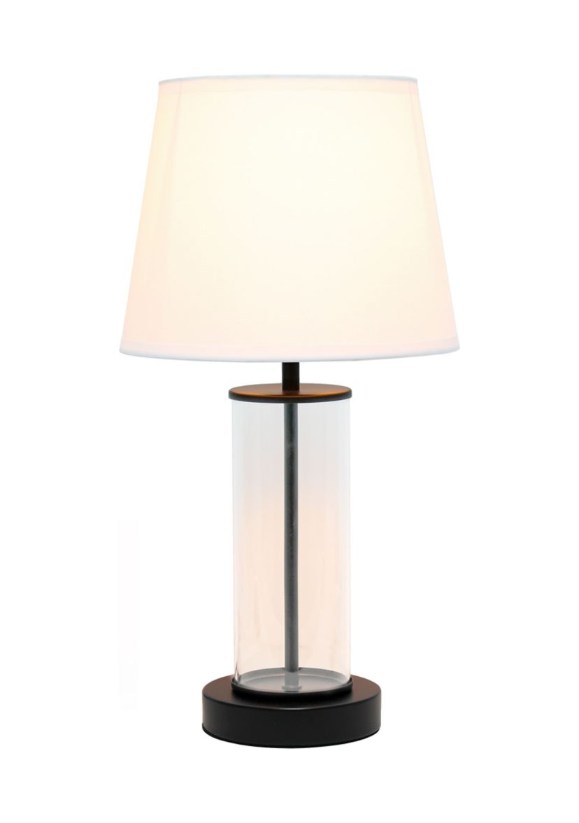 Encased Metal and Clear Glass Table Lamp