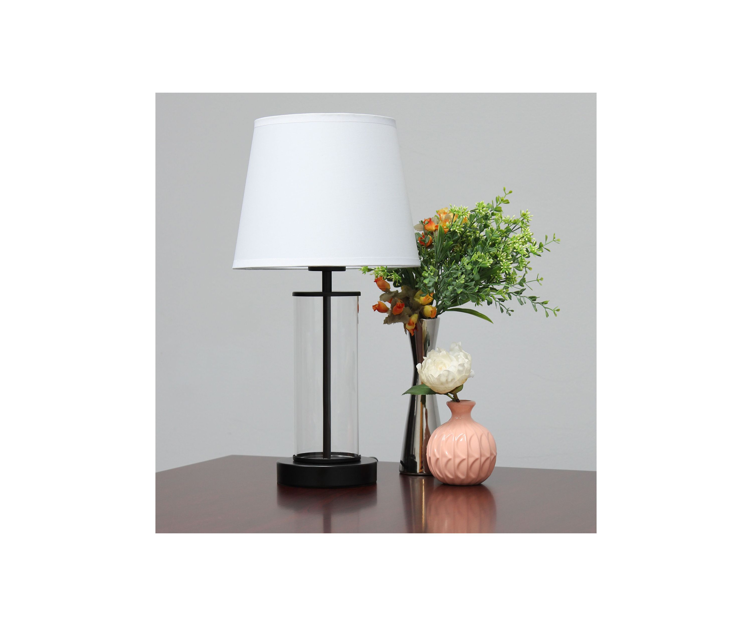 Encased Metal and Clear Glass Table Lamp
