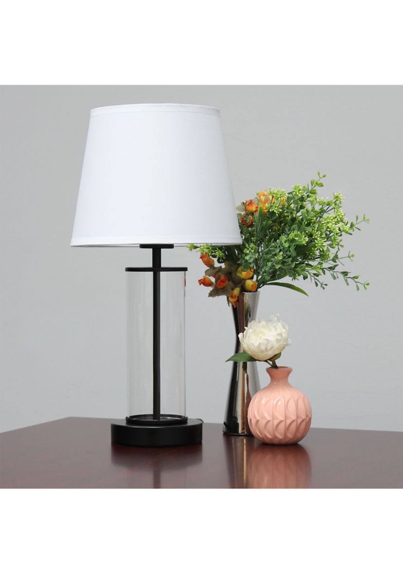 Encased Metal and Clear Glass Table Lamp