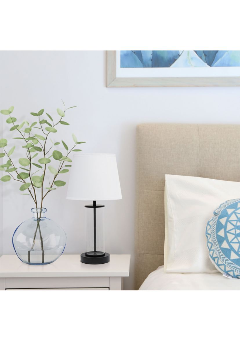Encased Metal and Clear Glass Table Lamp