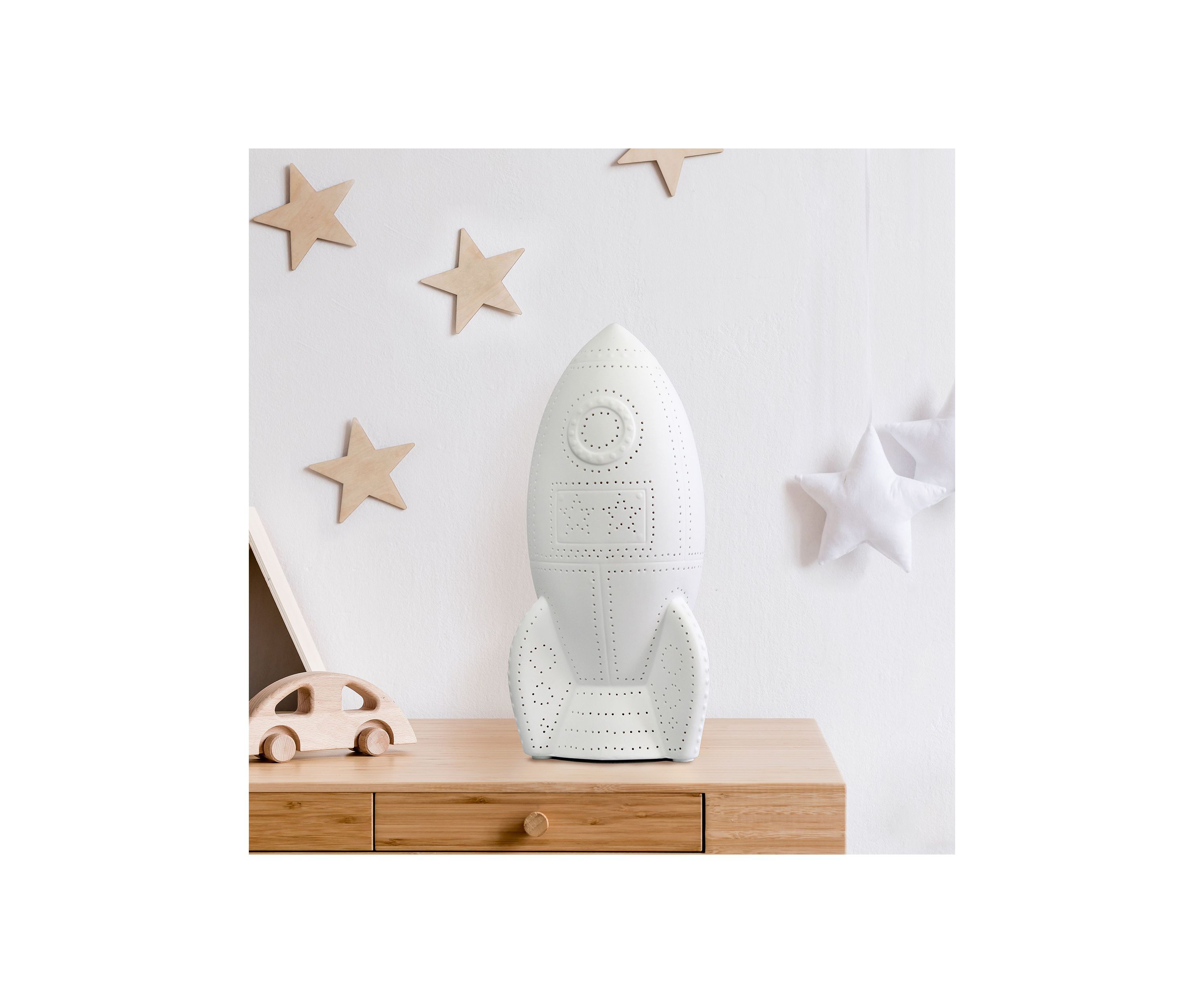 Porcelain Rocketship Table Lamp