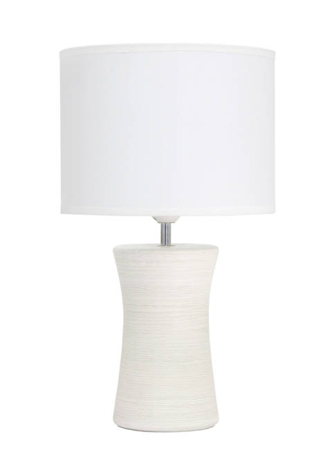 Simple Designs Ceramic Hourglass Table Lamp, Off White