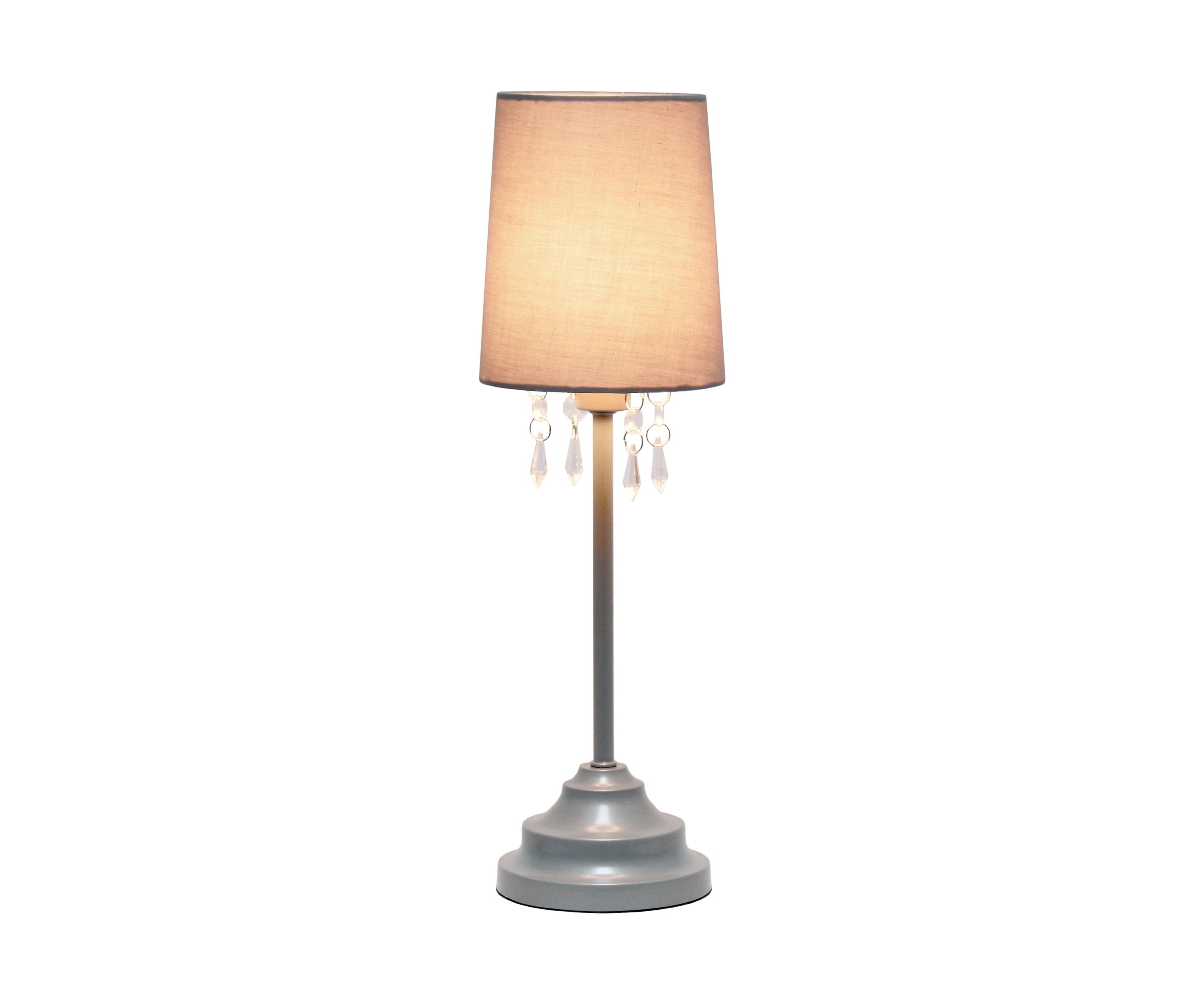 Table Lamp with Fabric Shade and Hanging Acrylic Beads