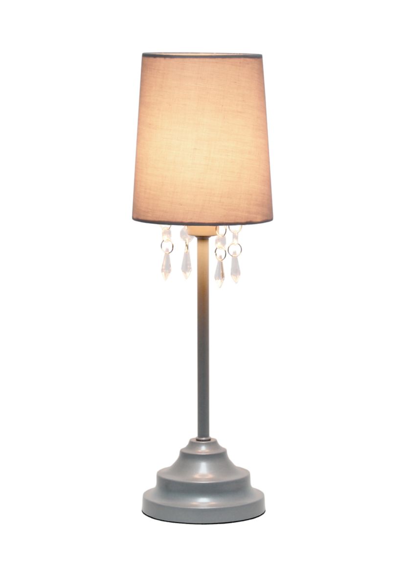 Table Lamp with Fabric Shade and Hanging Acrylic Beads