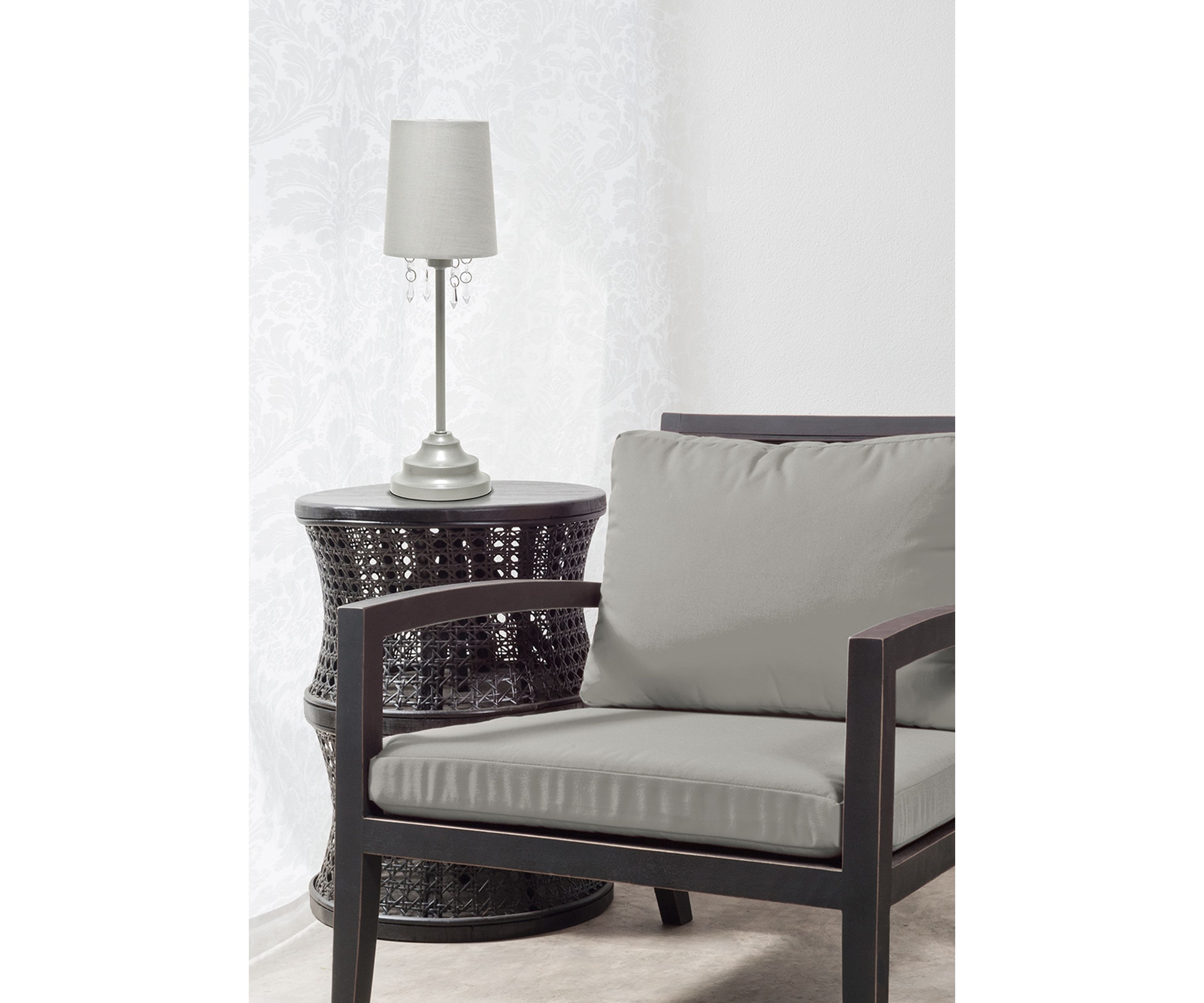 Table Lamp with Fabric Shade and Hanging Acrylic Beads