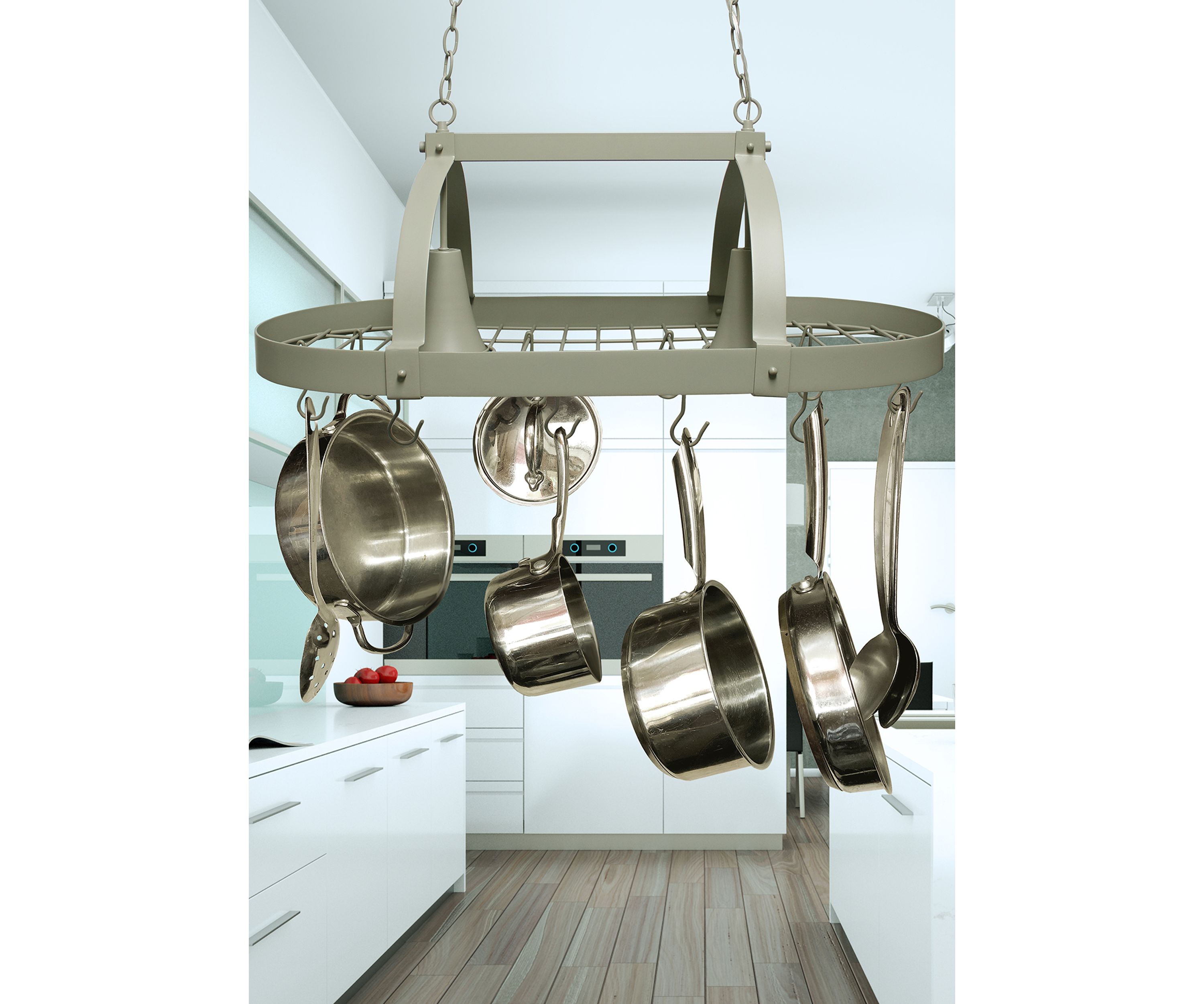 Two Light Kitchen Pot Rack with Downlights