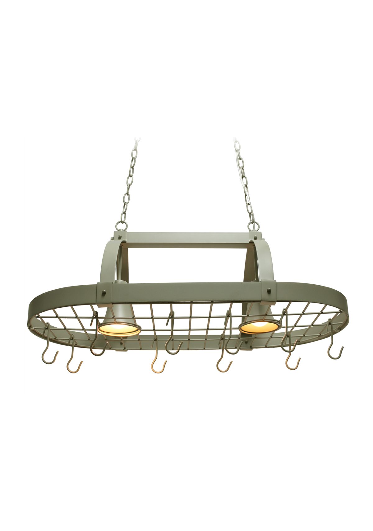 Two Light Kitchen Pot Rack with Downlights