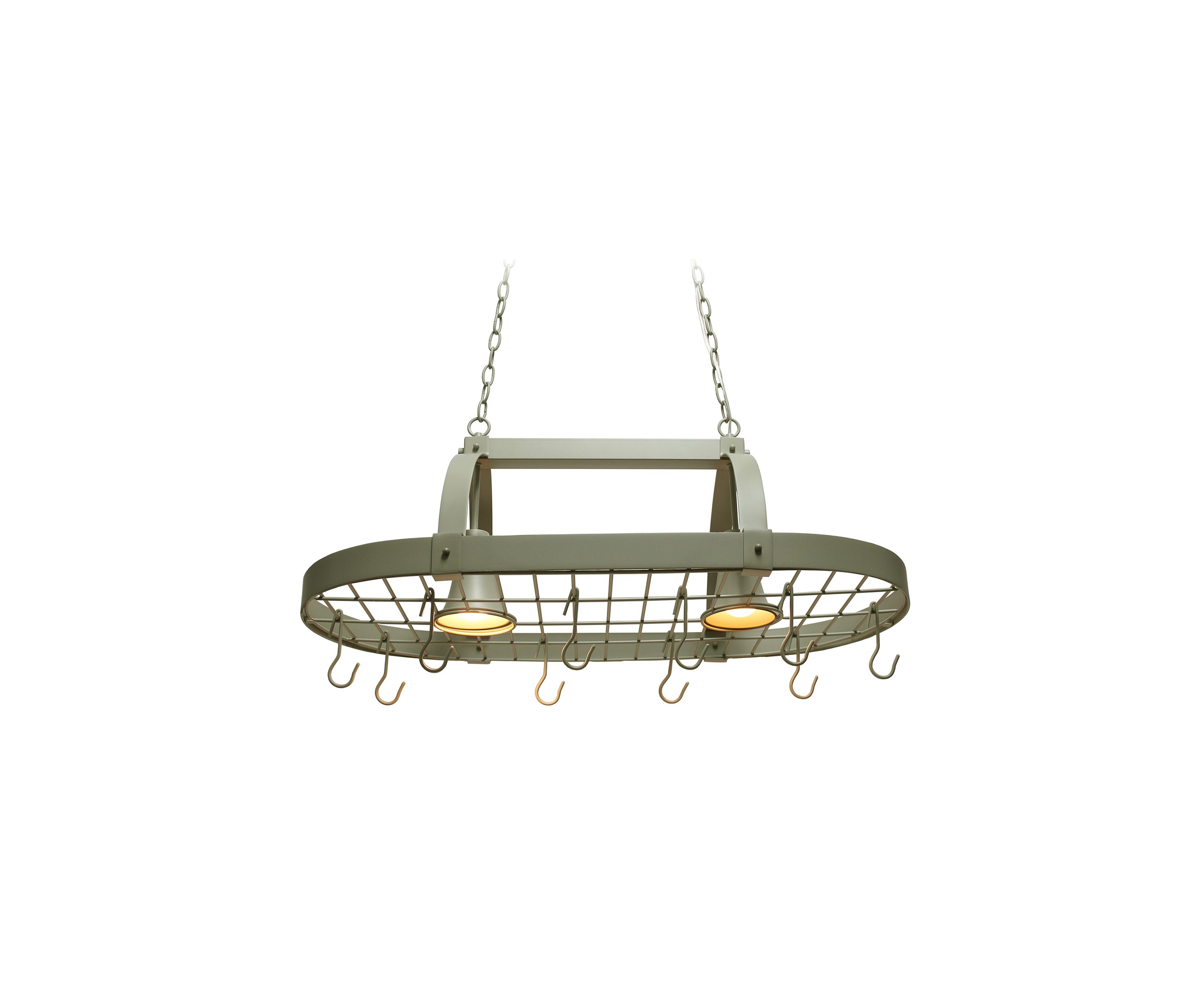 Two Light Kitchen Pot Rack with Downlights