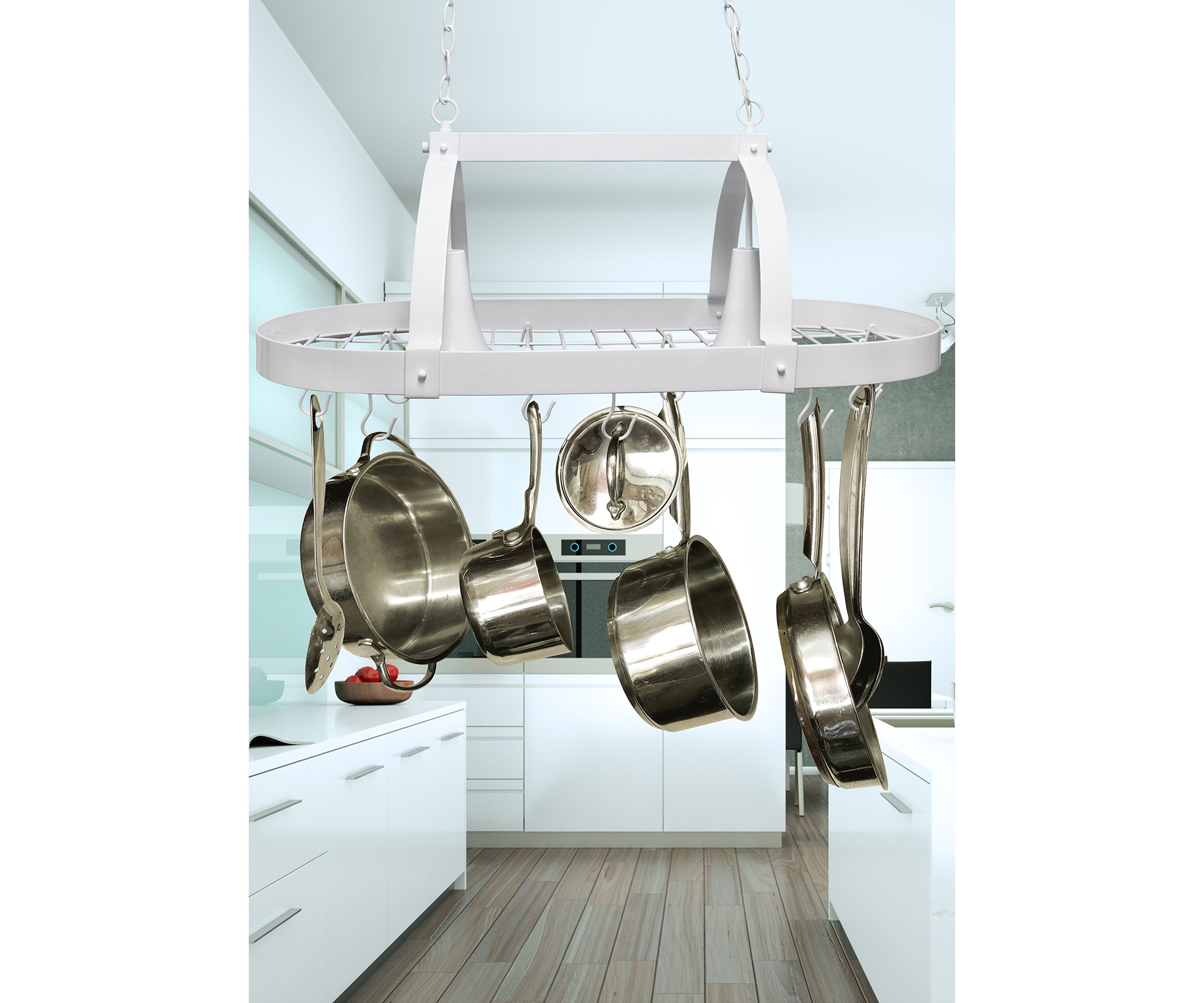  Two Light Kitchen Pot Rack with Downlights 