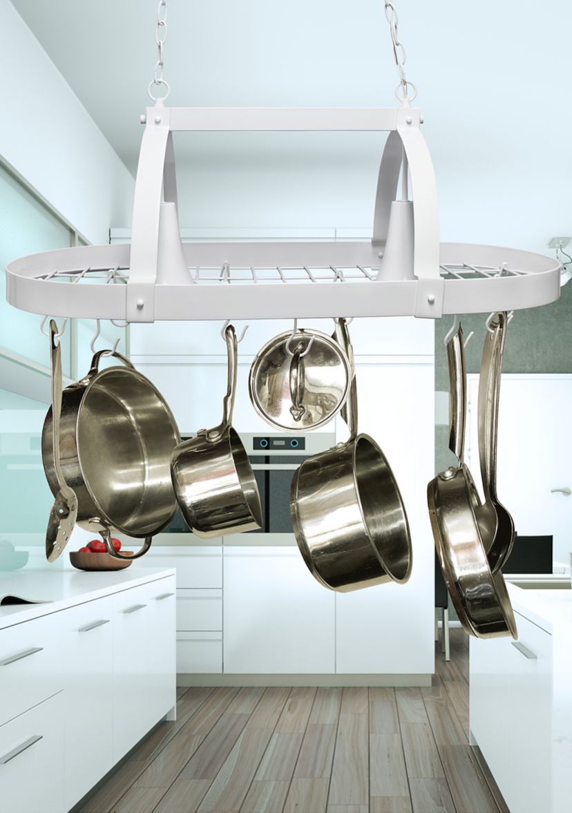  Two Light Kitchen Pot Rack with Downlights 
