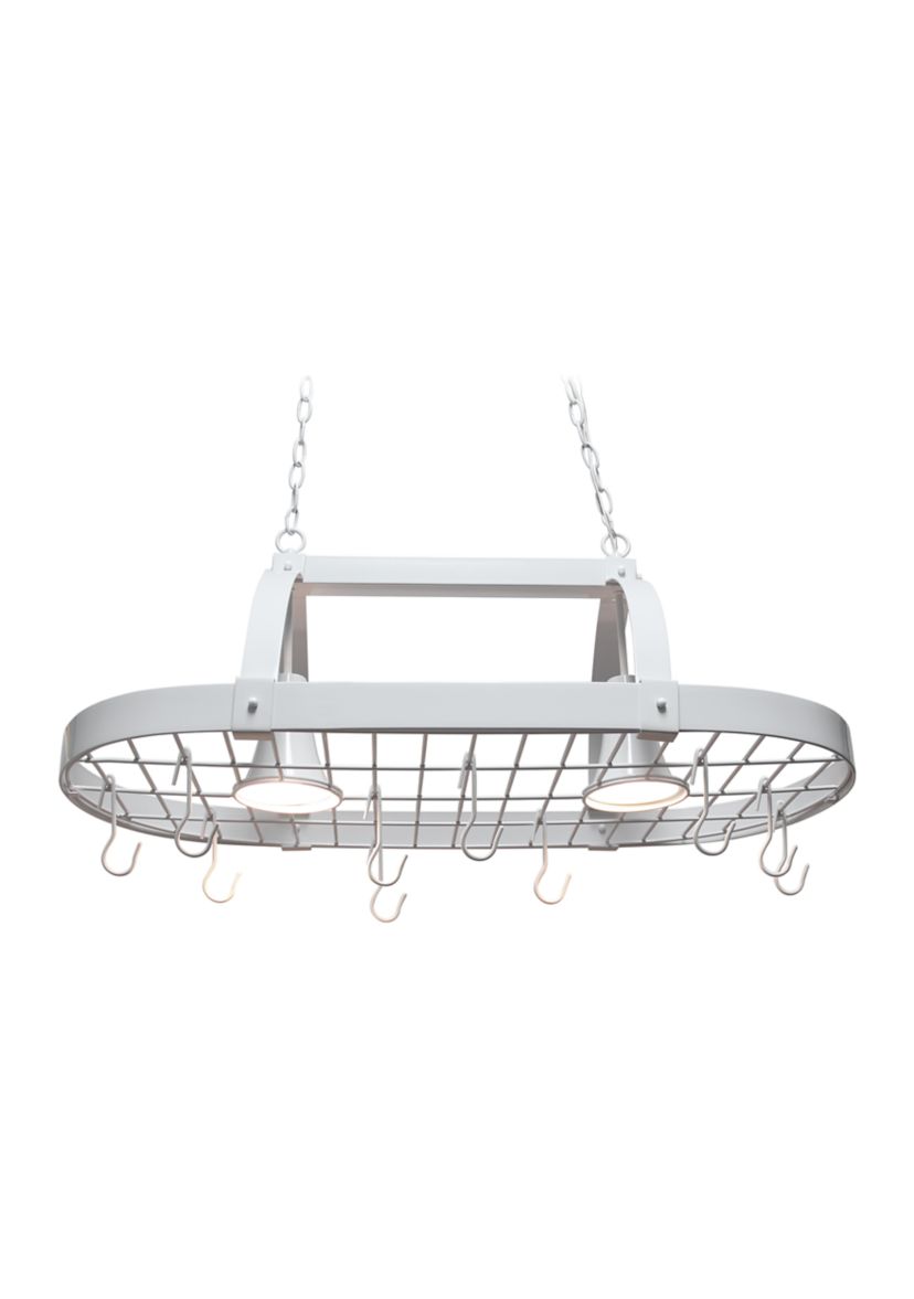  Two Light Kitchen Pot Rack with Downlights 